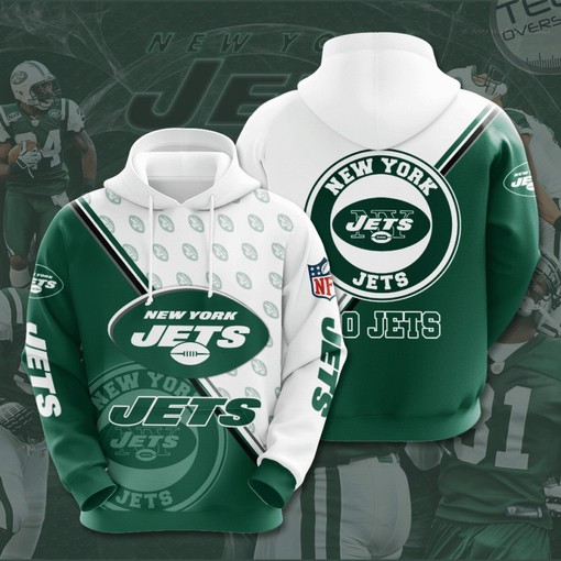 New York Jets All-Over Print 3D Football Hoodie with Custom Design