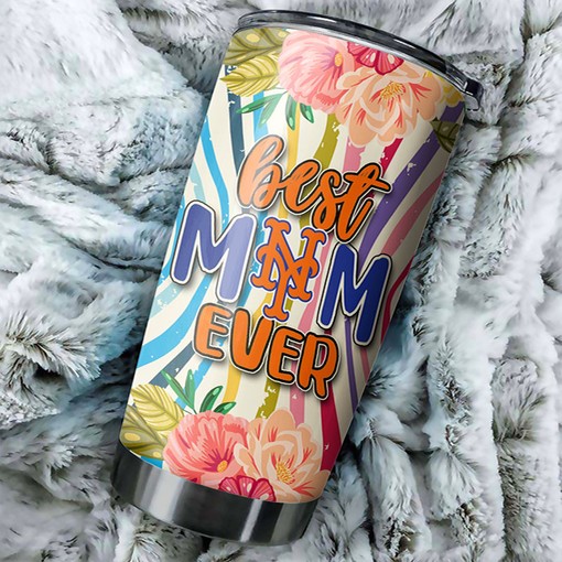 New York Mets Best Mom Ever Flower Edition MLB Tumbler - Personalized Design