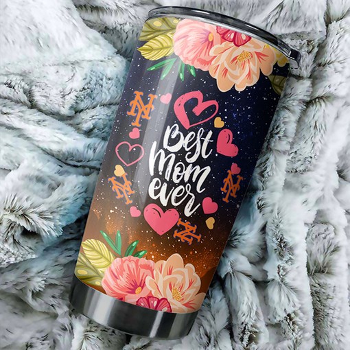 New York Mets MLB Tumbler with Cool Flower Design - Perfect Gift for all Moms who Love Baseball with Custom MLB Logo