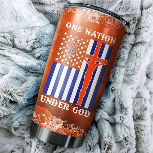 New York Mets One Nation Under God Edition MLB Tumbler - Personalized Design