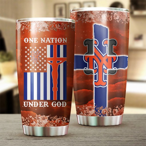 New York Mets One Nation Under God Edition MLB Tumbler - Personalized Design - Image 2