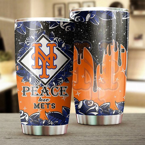 New York Mets Peaceful Love MLB Tumbler for Fans Who Love Peace with MLB Logo - Image 2