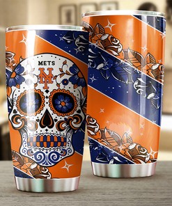 New York Mets Skull Graphics Personalized Tumbler - Sports Tumbler 20oz