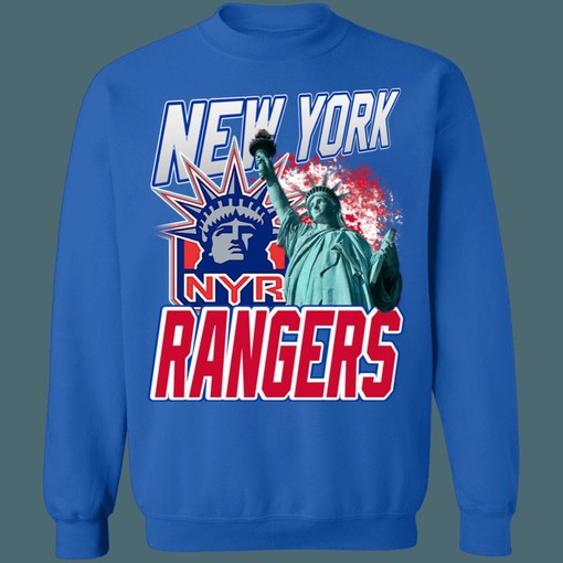 New York Rangers LADY LIBERTY Vintage NHL Sweatshirt Hoodie TShirt - Hockey Apparel for Fans - Image 2