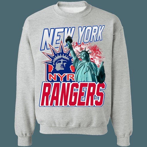 New York Rangers LADY LIBERTY Vintage NHL Sweatshirt Hoodie TShirt - Hockey Apparel for Fans - Image 3