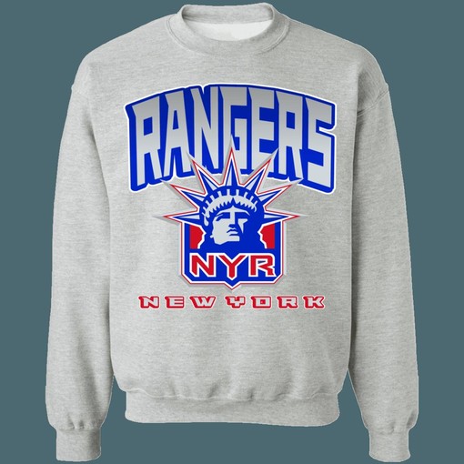New York Rangers Lady Liberty Vintage NHL Crewneck Sweatshirt Hoodie Shirt - Hockey Apparel for Fans - Image 2
