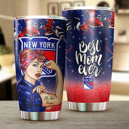 New York Rangers NHL Tumbler - Bold Strong Best Mom Ever Tumbler for Hockey Moms - G Fanatics