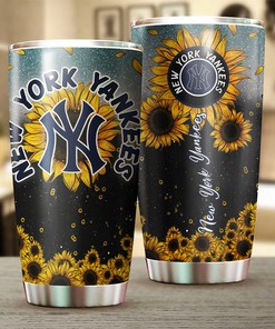 New York Yankees Beautiful Flower Sunflower MLB Tumbler with Logo for Any Fan