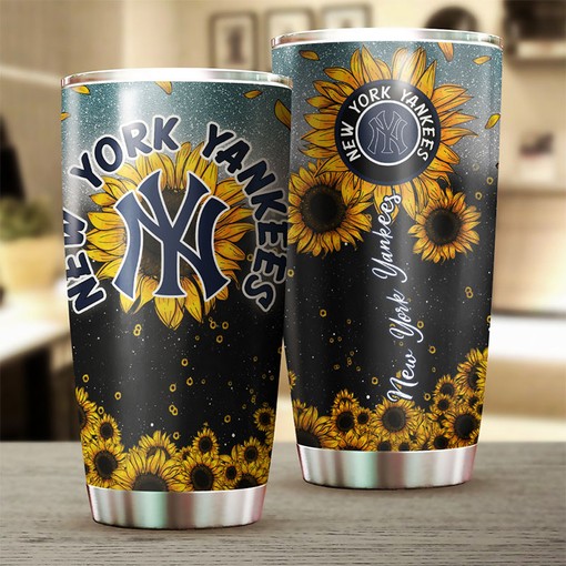 New York Yankees Beautiful Flower Sunflower MLB Tumbler with Logo for Any Fan