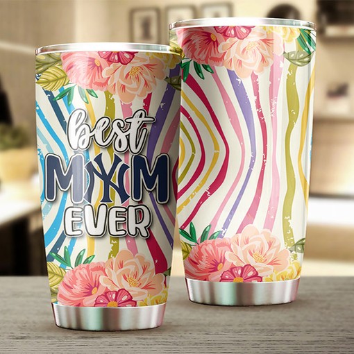New York Yankees Best Mom Ever Flower Edition Personalized Tumbler - MLB Logo Tumbler - Image 2