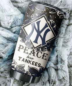 New York Yankees MLB Tumbler - "Peace, Love, and Baseball" Design with Custom MLB Logo