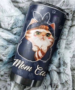 New York Yankees MLB Tumbler with Cat Mom Personalization - Perfect Tumbler for Yankees and Cat Lovers