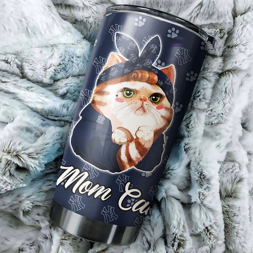 New York Yankees MLB Tumbler with Cat Mom Personalization - Perfect Tumbler for Yankees and Cat Lovers