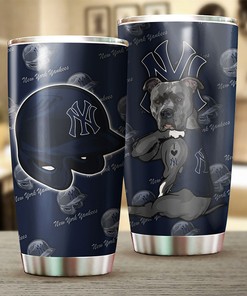 New York Yankees MLB Tumbler with Funny Dog Quote and Flower Design for Animal Lovers and MLB Logo