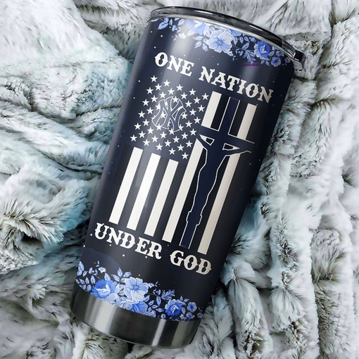New York Yankees MLB Tumbler with One Nation Under God Design - Perfect Tumbler for Yankees Fans