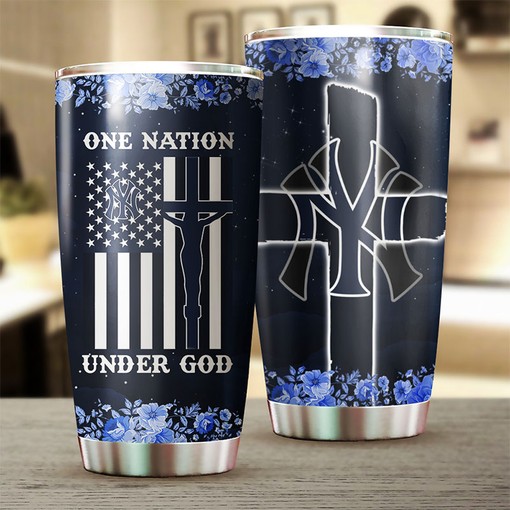 New York Yankees MLB Tumbler with One Nation Under God Design - Perfect Tumbler for Yankees Fans - Image 2