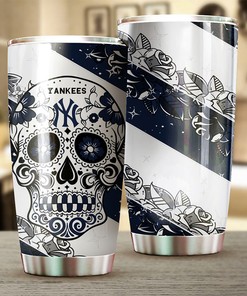 New York Yankees Skull Graphics Personalized Tumbler - Sports Tumbler 20oz