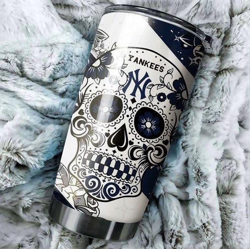 New York Yankees Skull Graphics Personalized Tumbler - Sports Tumbler 20oz - Image 2