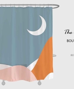 Night and Moon Shower Curtain, Desert and Abstract Waterproof Bath Decor with Hooks in Custom Sizes