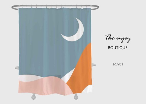 Night and Moon Shower Curtain, Desert and Abstract Waterproof Bath Decor with Hooks in Custom Sizes