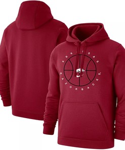 Nike Cardinal Arkansas Razorbacks Basketball Icon Club Fleece Pullover Hoodie for Men with Sports Quotes