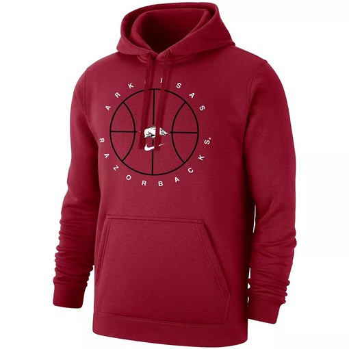 Nike Cardinal Arkansas Razorbacks Basketball Icon Club Fleece Pullover Hoodie for Men with Sports Quotes - Image 2