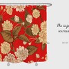 Noble Retro Red Flowers Shower Curtain, Customizable Waterproof Bathroom Decor, Botanical Bath Accessory