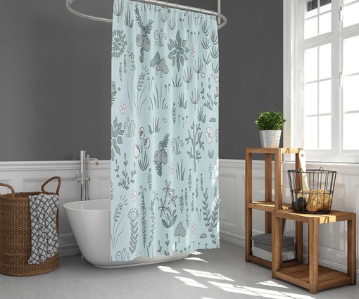 Nordic Forest Floral Shower Curtain | Botanical Foliage and Leaves | Home Bath Decor | Nature-Themed Bathroom Curtain - Image 2