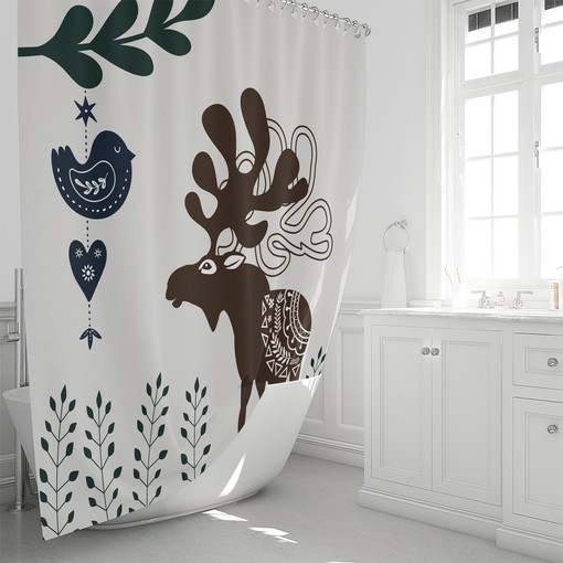 Nordic Moose Shower Curtain with Woodland Bathroom Decor for Cozy Additions - Image 2