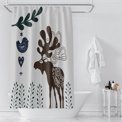 Nordic Moose Shower Curtain with Woodland Bathroom Decor for Cozy Additions - Image 3