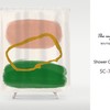 Nordic Style Dusty Pink Shower Curtain - Abstract Art Color Blocks with Monstera Green and Gold Accents