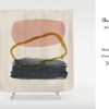 Nordic Style Minimalism Shower Curtain, Japanese Zen Style Partitian Curtains with Abstract Dusty Pink and Gold