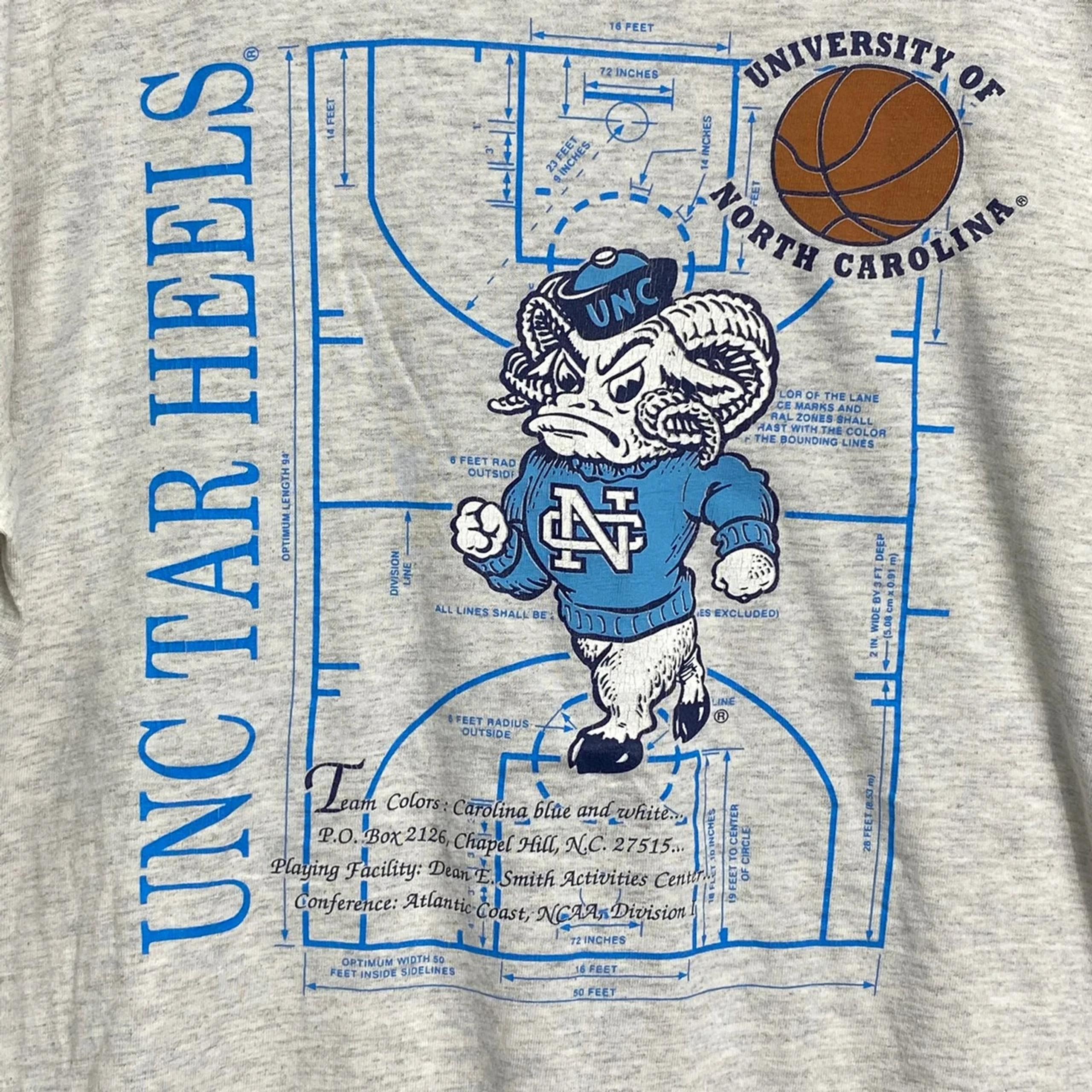 North Carolina Tar Heels Vintage Style 90s NCAA Basketball T-Shirt Sweatshirt Hoodie Full Size Gifts for Fans - Image 2