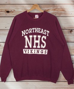 Northeast Vikings High School Football Club Vintage Style Crewneck Sweatshirt Sweater Pullover