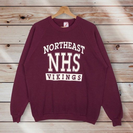 Northeast Vikings High School Football Club Vintage Style Crewneck Sweatshirt Sweater Pullover