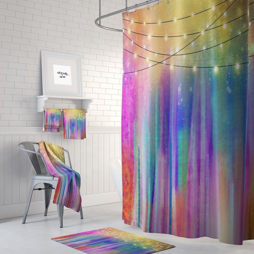 Northern Nights Boho Shower Curtain Set with Optional Towels and Mat