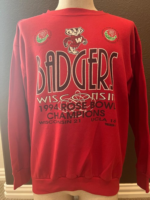 Nostalgic NCAA Football Gear: Vintage Wisconsin Badgers 1994 Rose Bowl Champs Crewneck Sweatshirt, Hoodie, T-Shirt