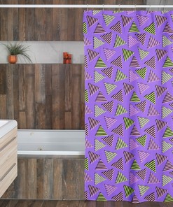 Nostalgic Retro 90's Geometric Shower Curtain Set with Unique Gift Idea