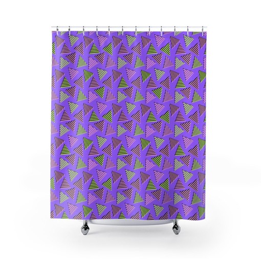 Nostalgic Retro 90's Geometric Shower Curtain Set with Unique Gift Idea - Image 2