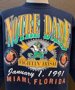 Notre Dame Fightin' Irish Orange Bowl Crewneck Sweatshirt, 90s Vintage Shirt, American University Shirt