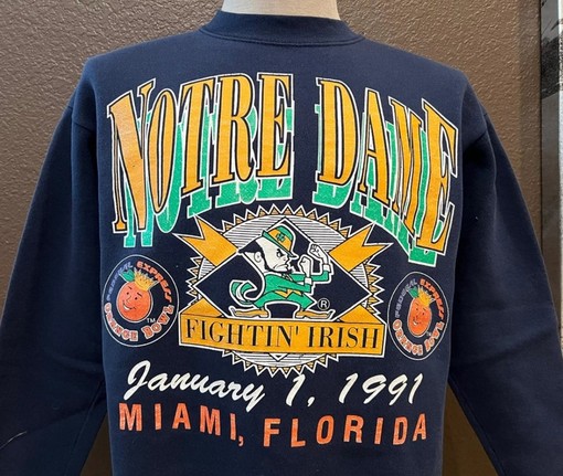 Notre Dame Fightin' Irish Orange Bowl Crewneck Sweatshirt, 90s Vintage Shirt, American University Shirt