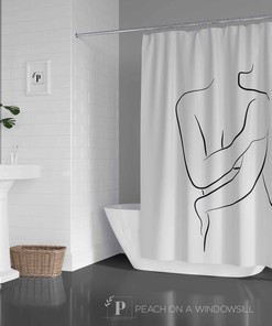 Nude Body Shower Curtain | Minimalist Scandinavian Bathroom Decor | Expressive Black and White | Unique Shower Curtains