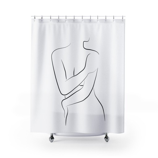 Nude Body Shower Curtain | Minimalist Scandinavian Bathroom Decor | Expressive Black and White | Unique Shower Curtains - Image 3