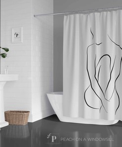 Nude Woman Shower Curtain | Designer Bathroom Decor for Women | Alluring Black and White | Unique Shower Curtains