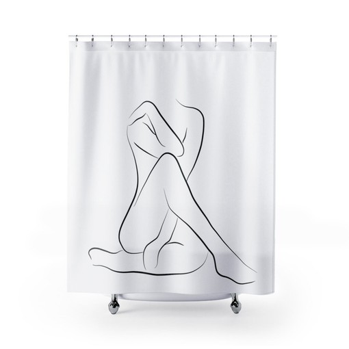 Nude Woman Silhouette Shower Curtain | Elegant and Feminine Designer Bathroom Decor | Minimalist Style - Image 3
