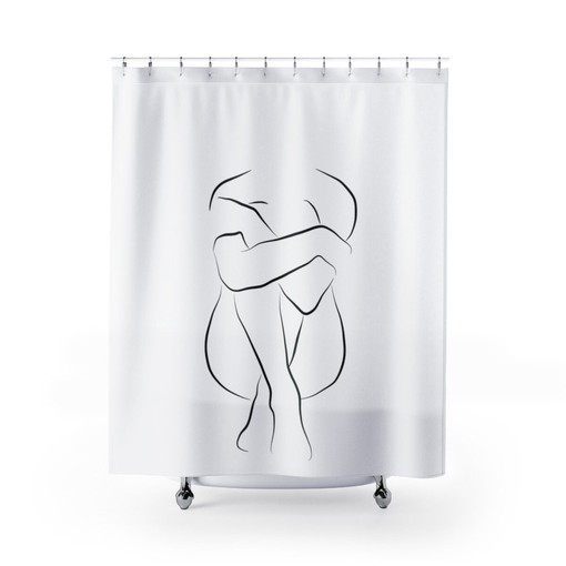 Nude Woman in Shower Curtain | Sexy Feminine Bathroom Decor | Unique and Whimsical | Print Shower Curtain - Image 3