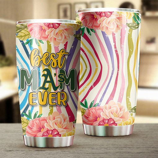 Oakland Athletics Best Mom Ever Flower Design MLB Tumbler with a Stylish and MLB Design - Image 2