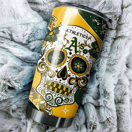 Oakland Athletics Bold Statement Skull MLB Tumbler with a Unique and MLB Design - Image 2