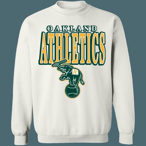 Oakland Athletics Elephant Retro MLB Crewneck Sweatshirt Hoodie Shirt for Baseball Fans - Image 2
