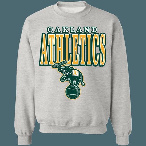 Oakland Athletics Elephant Retro MLB Crewneck Sweatshirt Hoodie Shirt for Genuine MLB Fans